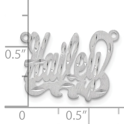 14K White Gold Satin Diamond Cut Name Plate