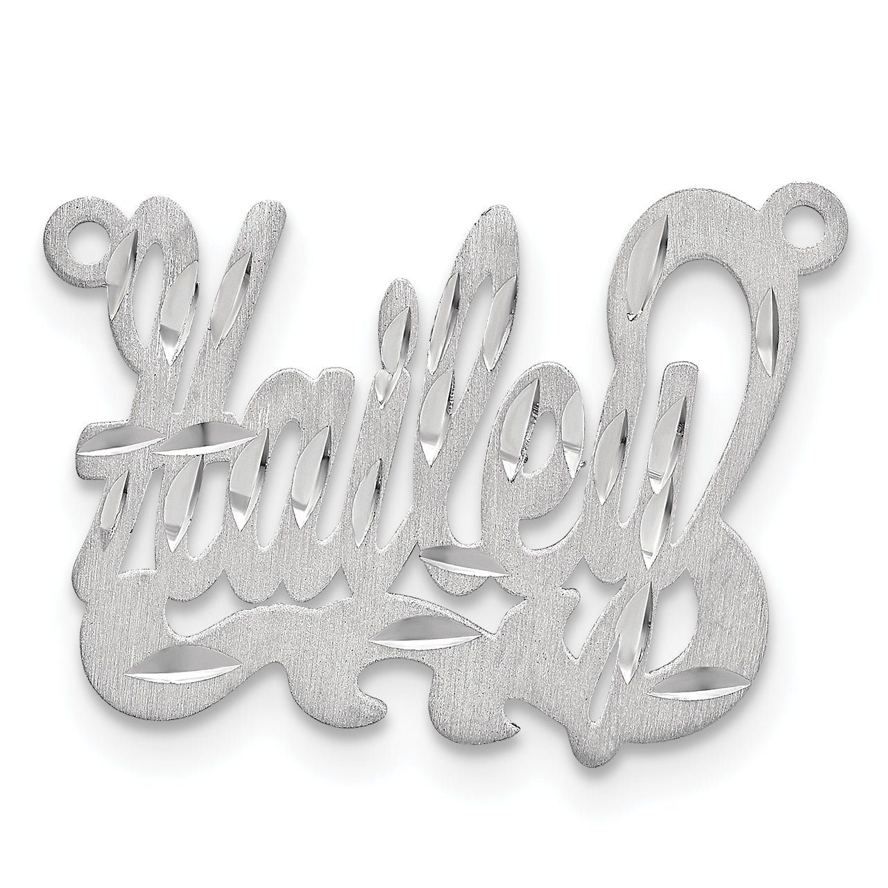 14K White Gold Satin Diamond Cut Name Plate