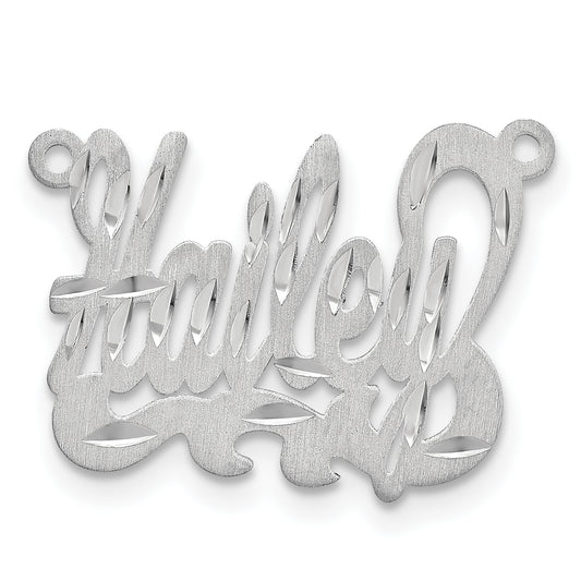 14K White Gold Satin Diamond Cut Name Plate