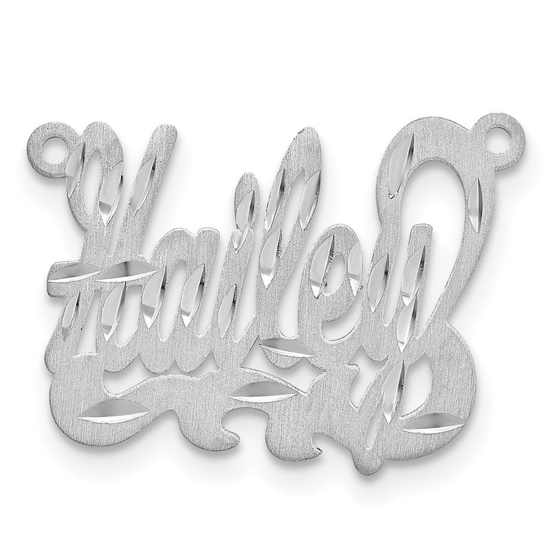 Sterling Silver Silver/Rhodium Plated Satin Diamond Cut Name Plate