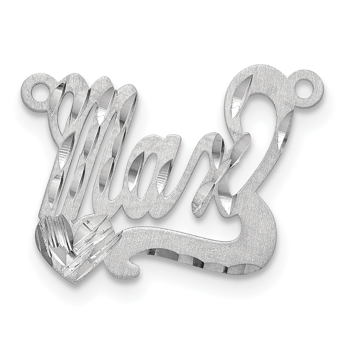 14K White Gold Satin Diamond Cut Heart Name Plate