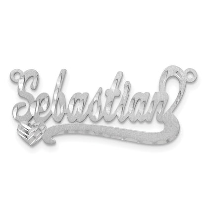 Gold Plated Sterling Silver/Gold Satin Diamond Cut Heart Name Plate