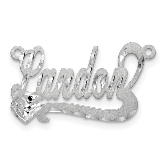 14K White Gold Satin Diamond Cut Heart Name Plate