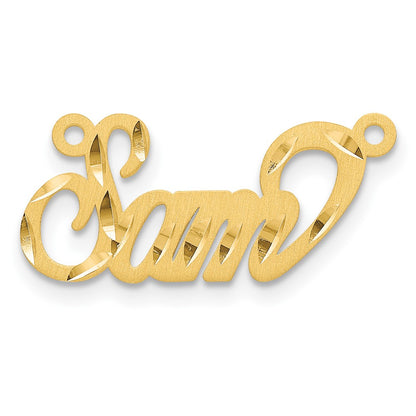 Gold Plated Sterling Silver/Gold Satin Diamond Cut Name Plate
