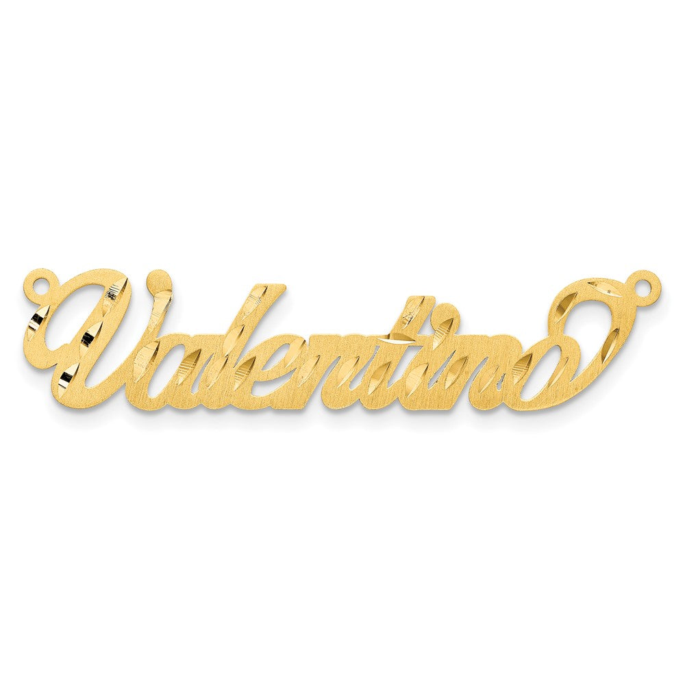 14K Yellow Gold Satin Diamond Cut Name Plate