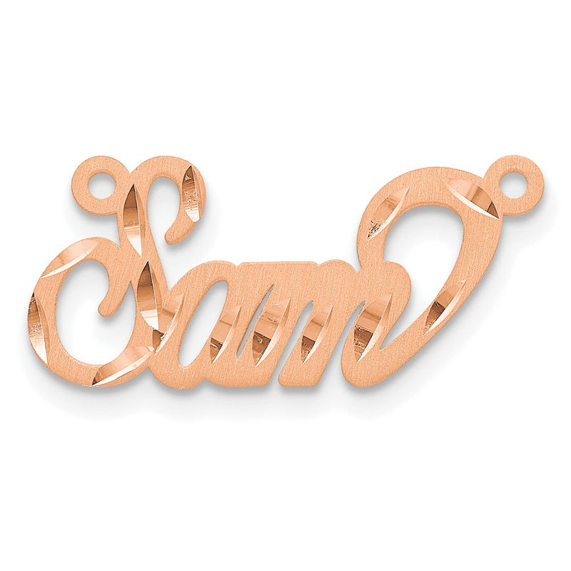 Rose Plated Sterling Silver/Rose Satin Diamond Cut Name Plate