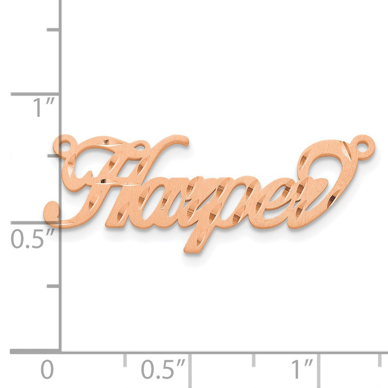 14K Rose Gold Satin Diamond Cut Name Plate