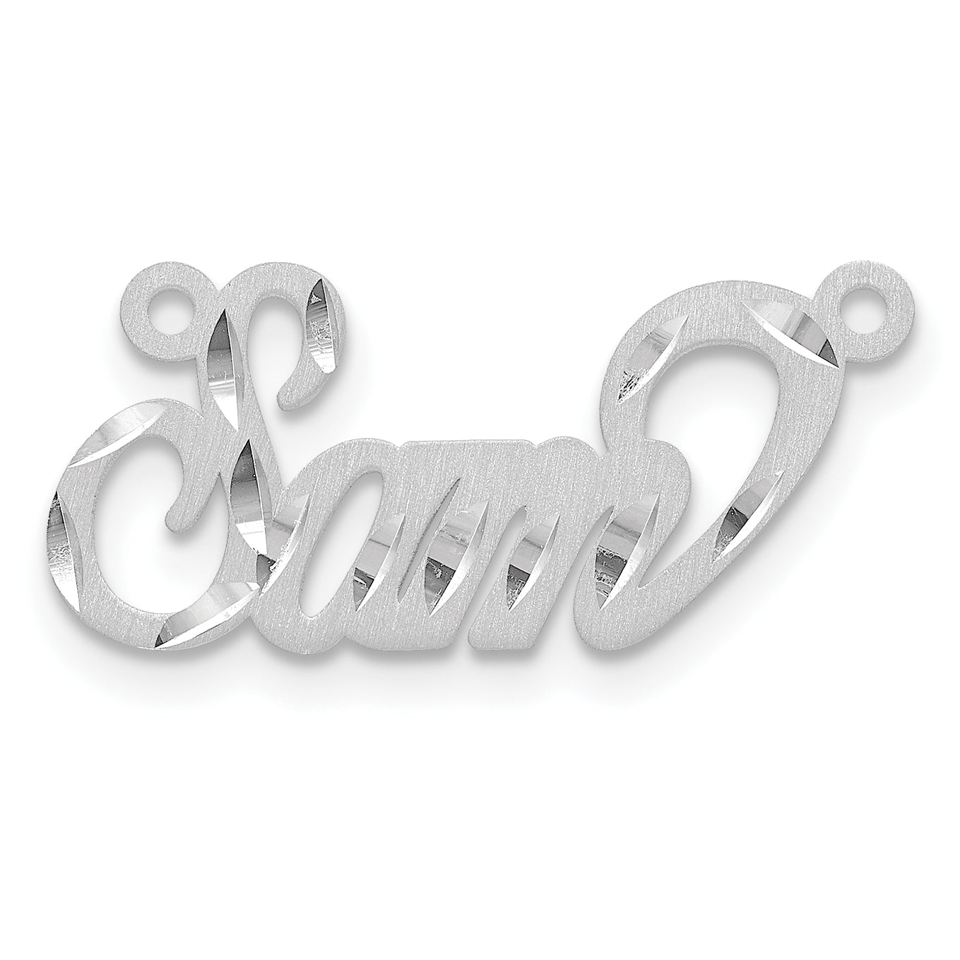 14K White Gold Satin Diamond Cut Name Plate