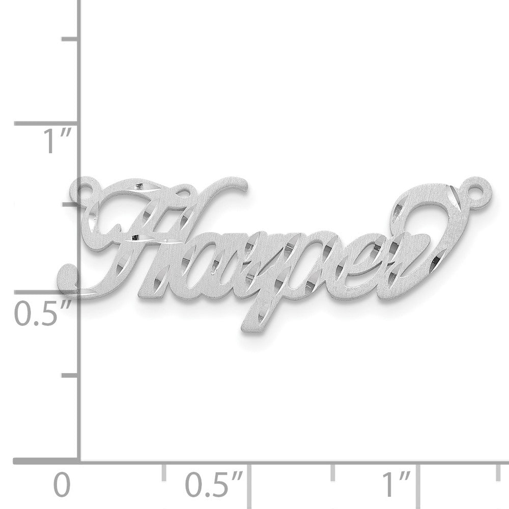 Sterling Silver Silver/Rhodium Plated Satin Diamond Cut Name Plate