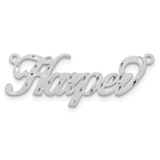14K White Gold Satin Diamond Cut Name Plate