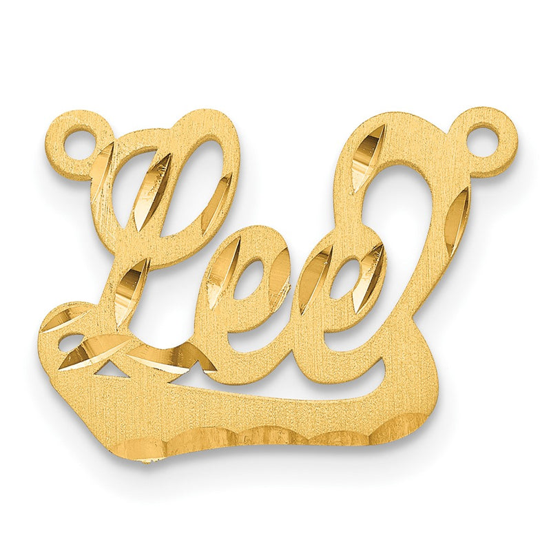 14K Yellow Gold Satin Diamond Cut Underlined Name Plate