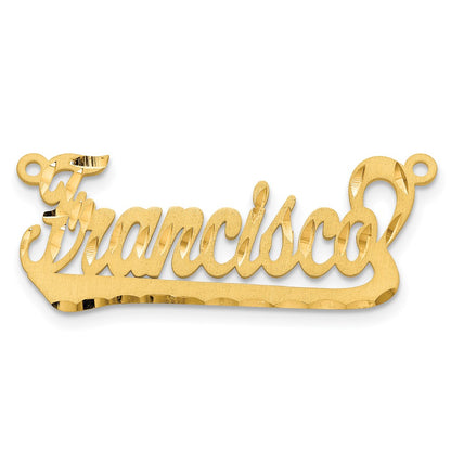 14K Yellow Gold Satin Diamond Cut Underlined Name Plate