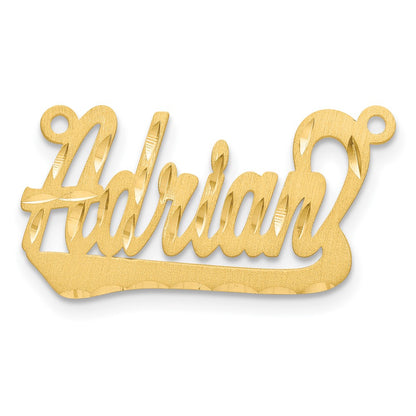 14K Yellow Gold Satin Diamond Cut Underlined Name Plate