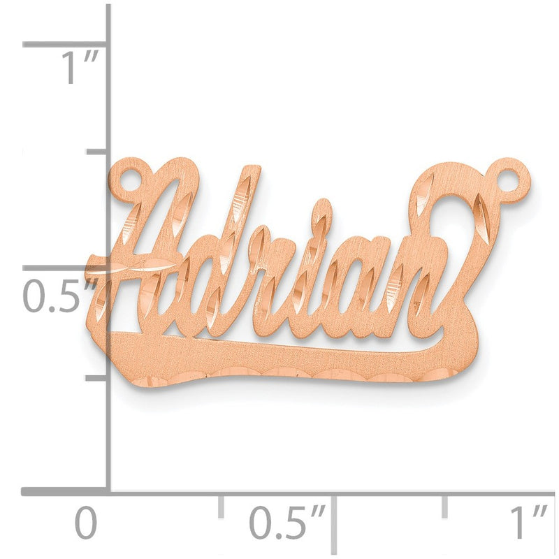 14K Rose Gold Satin Diamond Cut Underlined Name Plate