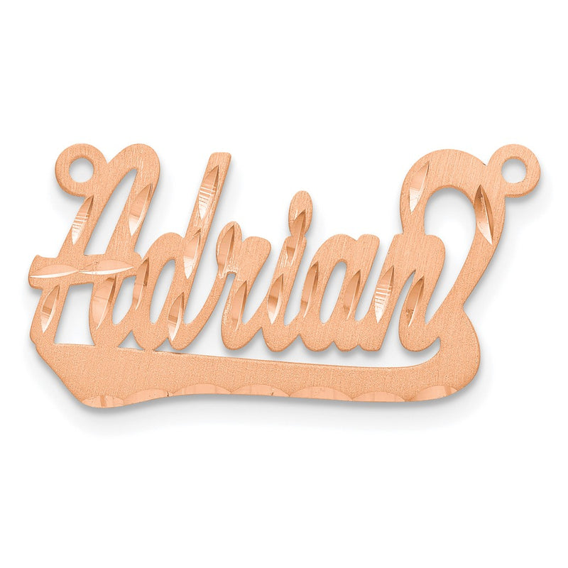 14K Rose Gold Satin Diamond Cut Underlined Name Plate