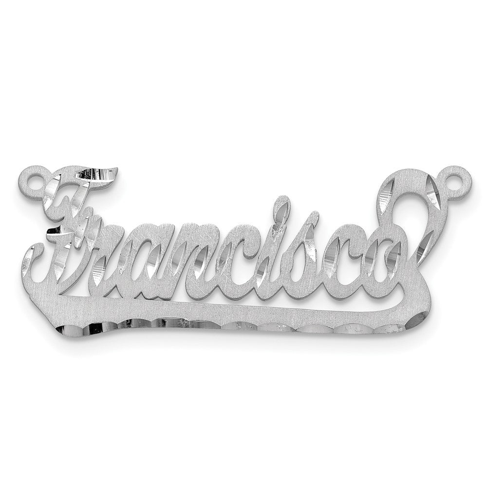 Sterling Silver Rhodium Plated Satin Diamond Cut Underlined Name Plate