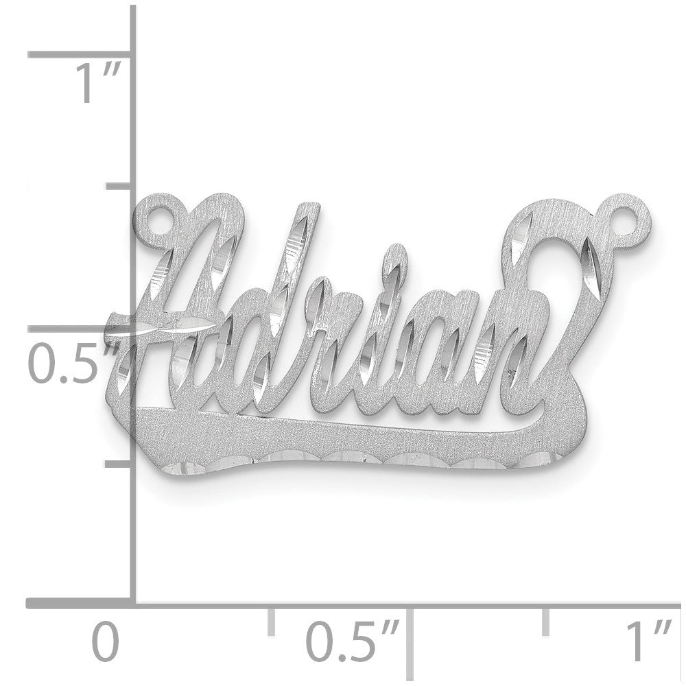 Sterling Silver Rhodium Plated Satin Diamond Cut Underlined Name Plate