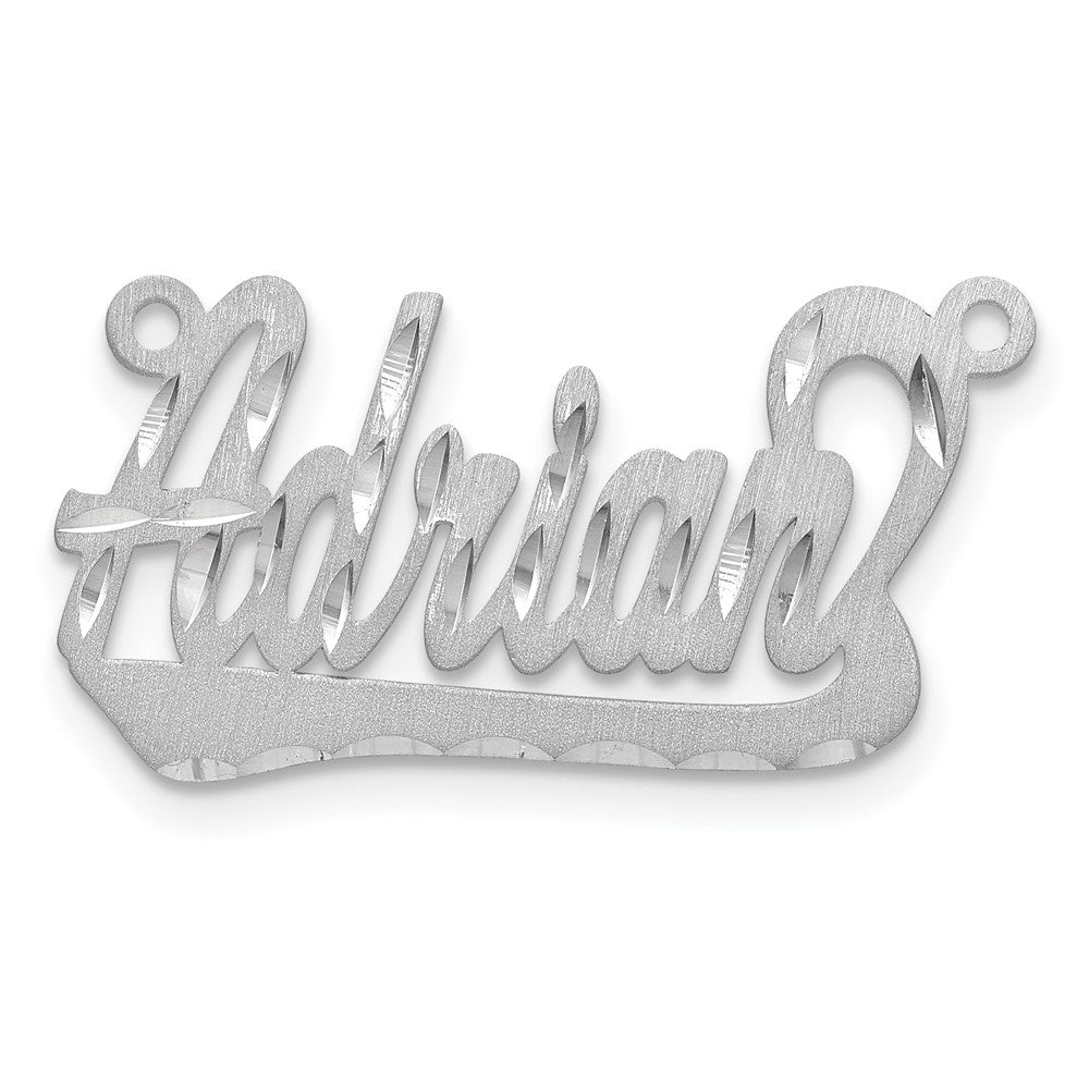 14K White Gold Satin Diamond Cut Underlined Name Plate