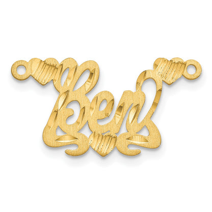 Gold Plated Sterling Silver/Gold Satin Diamond Cut Hearts Name Plate