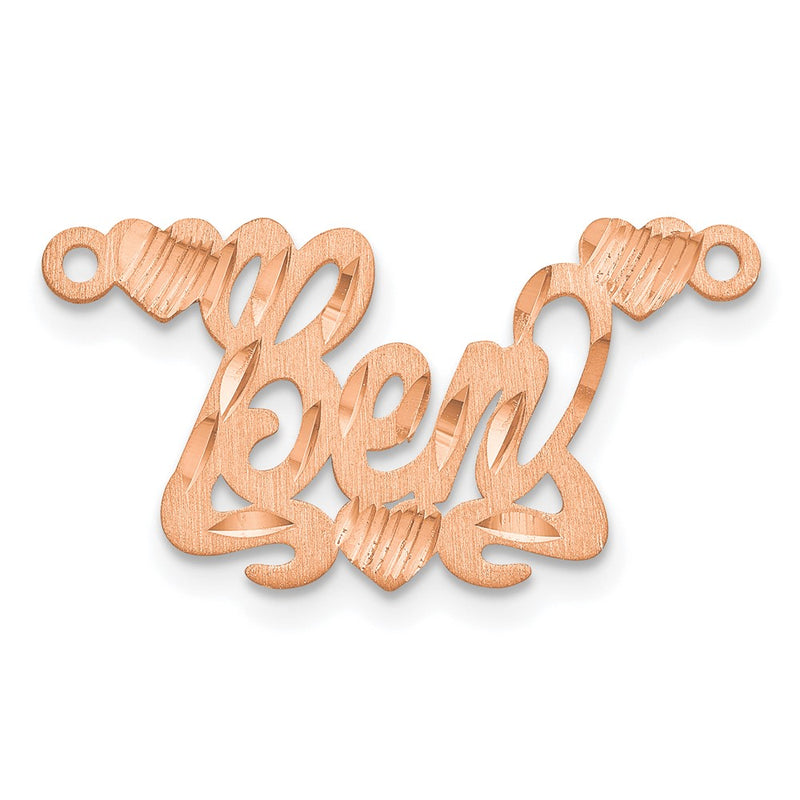 14K Rose Gold Satin Diamond Cut Hearts Name Plate