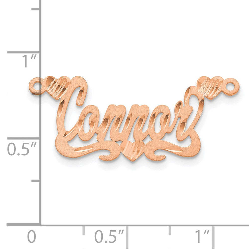 14K Rose Gold Satin Diamond Cut Hearts Name Plate
