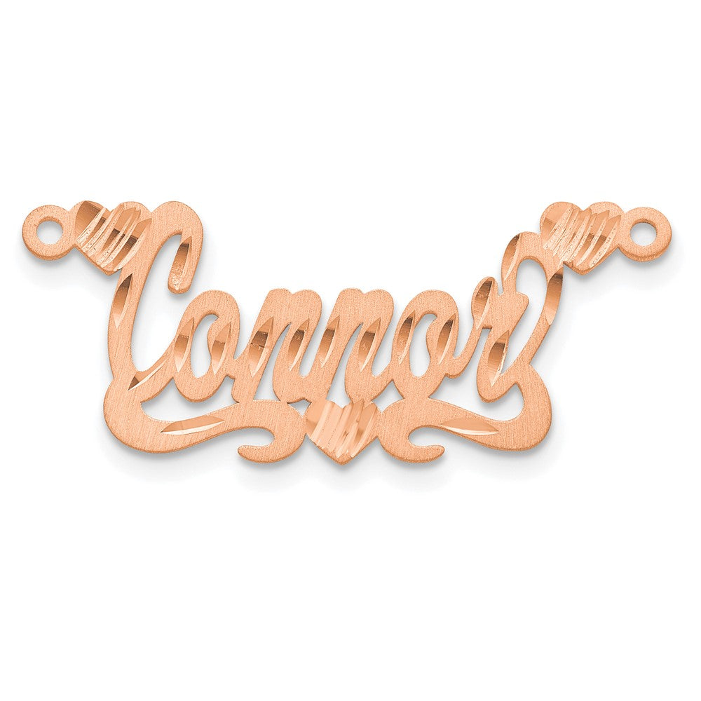 14K Rose Gold Satin Diamond Cut Hearts Name Plate