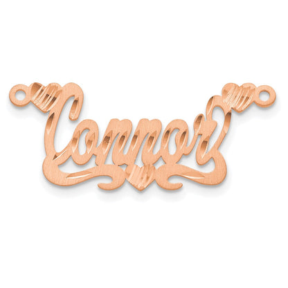 14K Rose Gold Satin Diamond Cut Hearts Name Plate