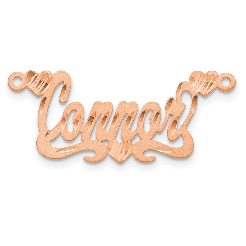 14K Rose Gold Satin Diamond Cut Hearts Name Plate