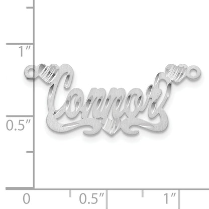 14K White Gold Satin Diamond Cut Hearts Name Plate
