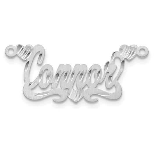 14K White Gold Satin Diamond Cut Hearts Name Plate