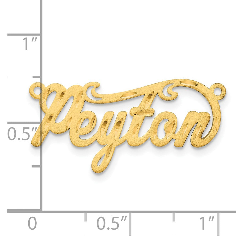 14K Yellow Gold Satin Diamond Cut Name Plate