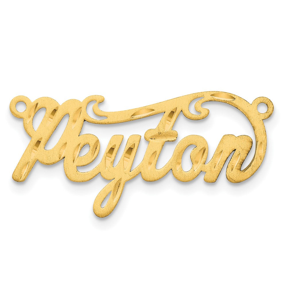 14K Yellow Gold Satin Diamond Cut Name Plate
