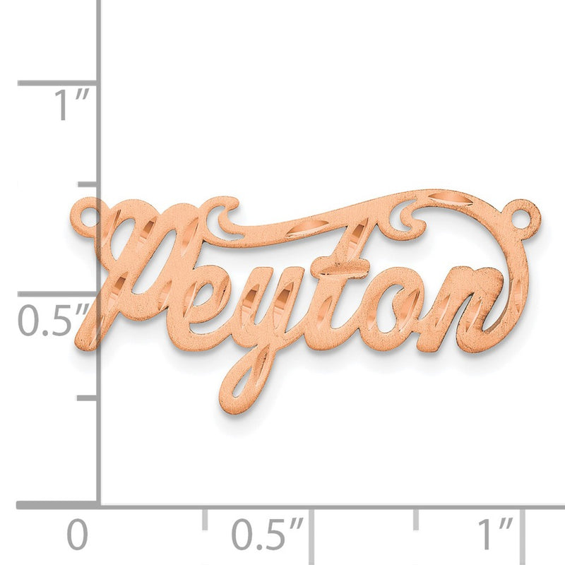 14K Rose Gold Satin Diamond Cut Name Plate