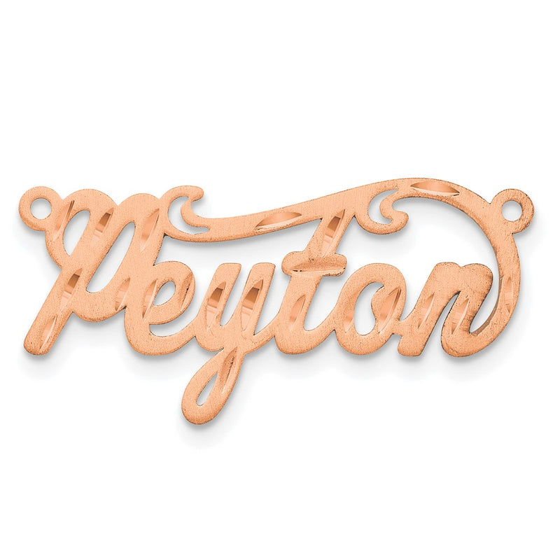 14K Rose Gold Satin Diamond Cut Name Plate