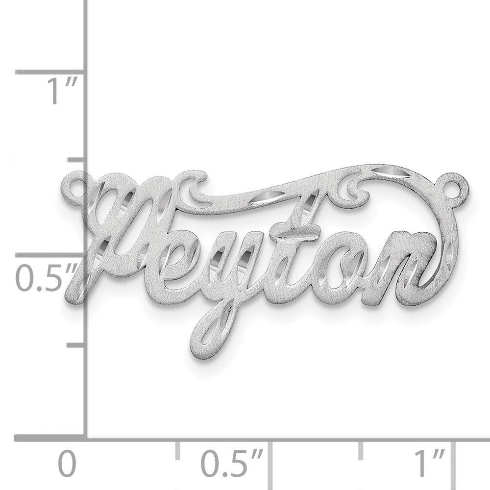 Sterling Silver Silver/Rhodium Plated Satin Diamond Cut Name Plate