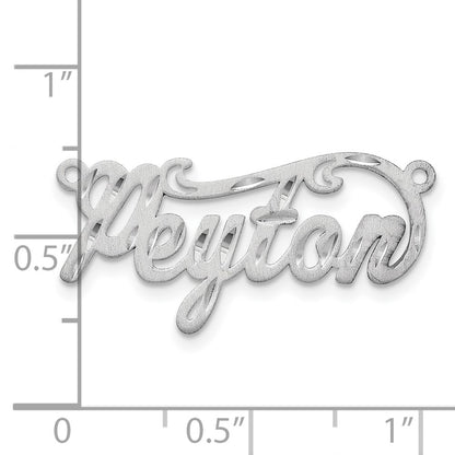 Sterling Silver Silver/Rhodium Plated Satin Diamond Cut Name Plate