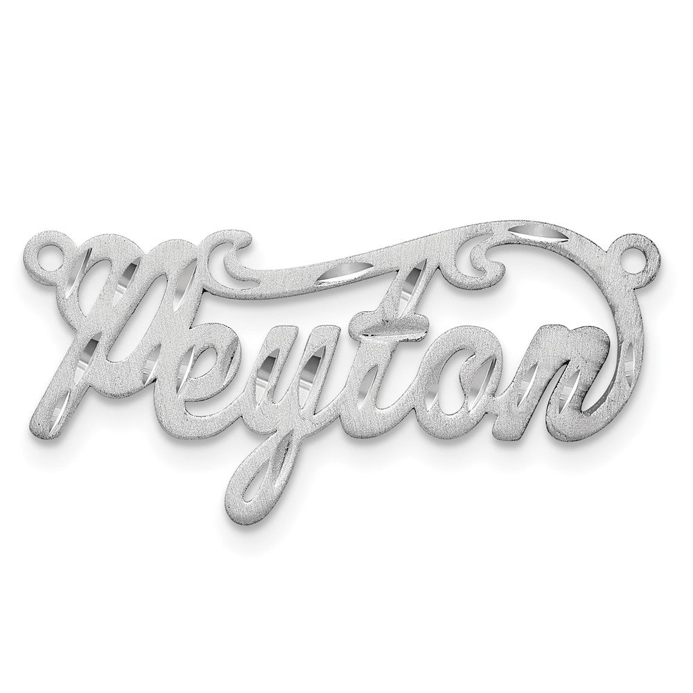 14K White Gold Satin Diamond Cut Name Plate