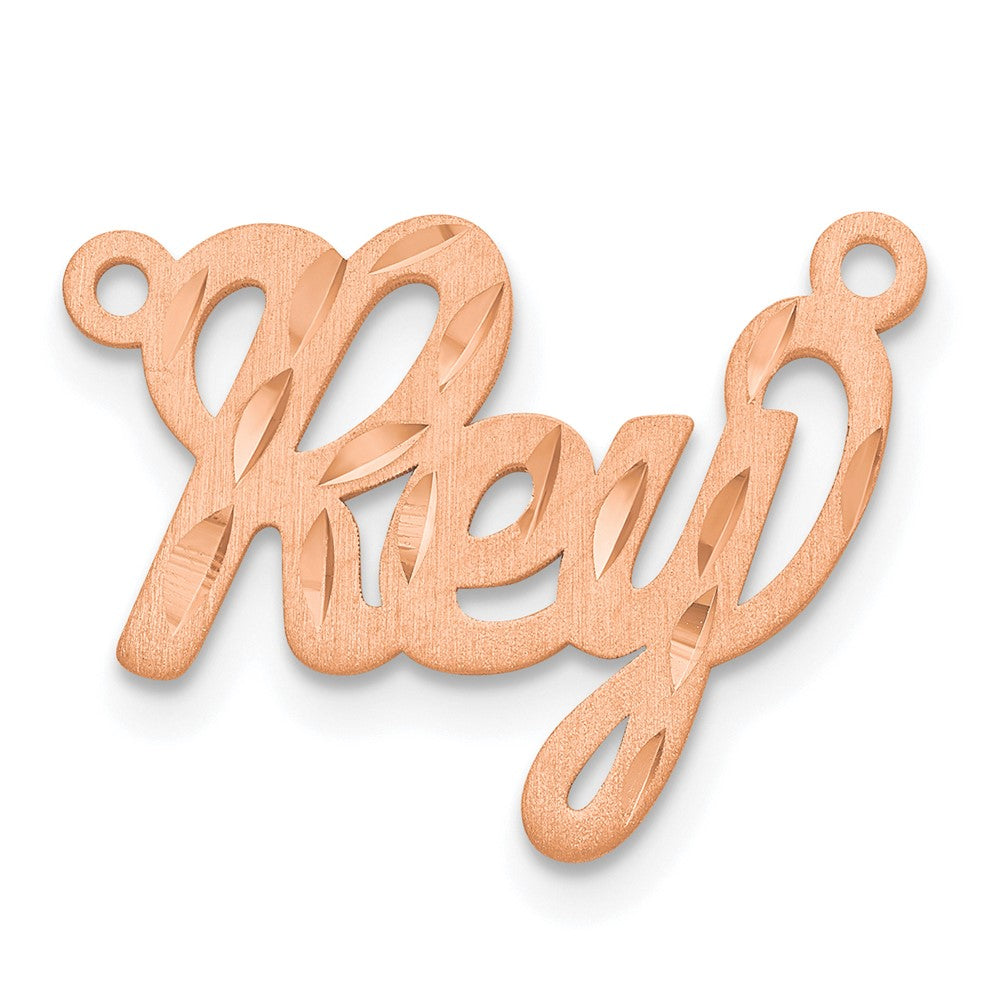 Rose Plated Sterling Silver/Rose Satin Diamond Cut Name Plate