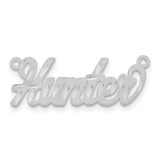 14K White Gold Satin Diamond Cut Name Plate