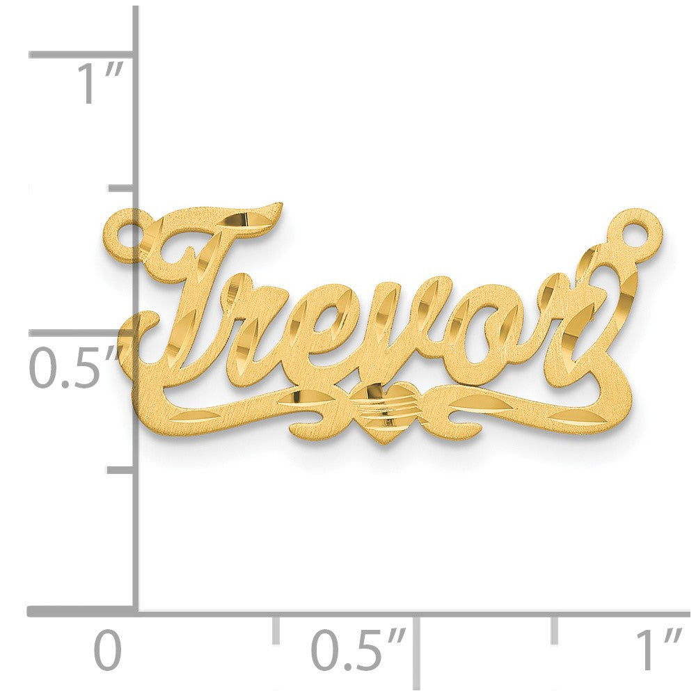 Gold Plated Sterling Silver/Gold Satin Diamond Cut Heart Name Plate