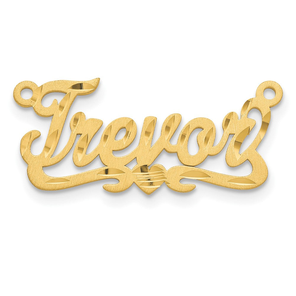 Gold Plated Sterling Silver/Gold Satin Diamond Cut Heart Name Plate
