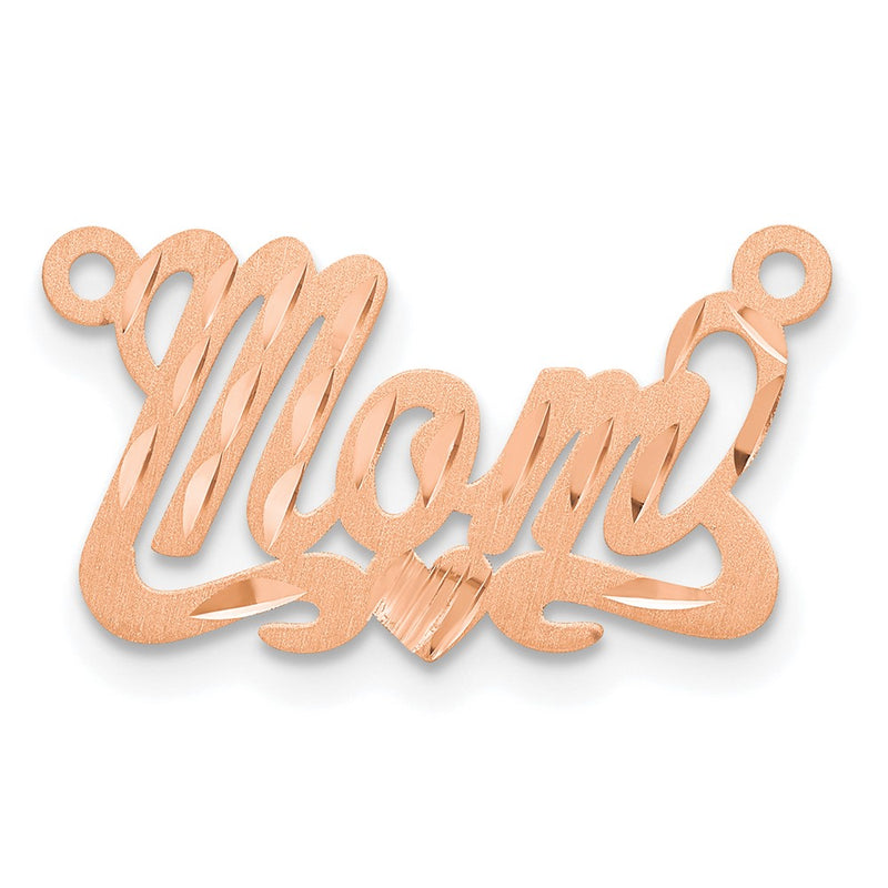 14K Rose Gold Satin Diamond Cut Heart Name Plate