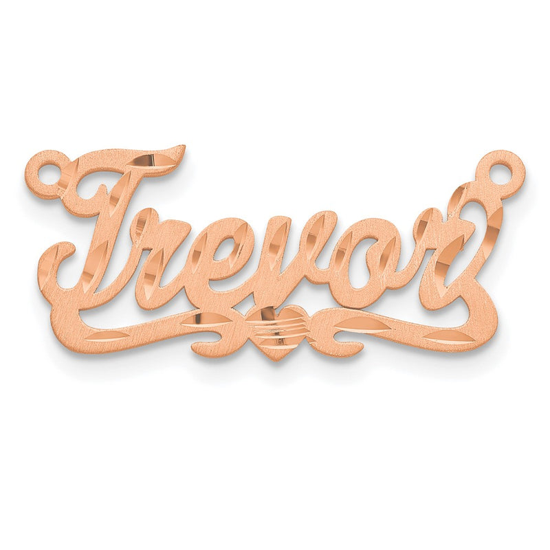 14K Rose Gold Satin Diamond Cut Heart Name Plate