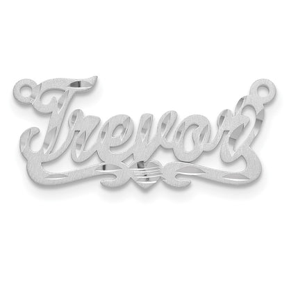 14K Yellow Gold Satin Diamond Cut Heart Name Plate