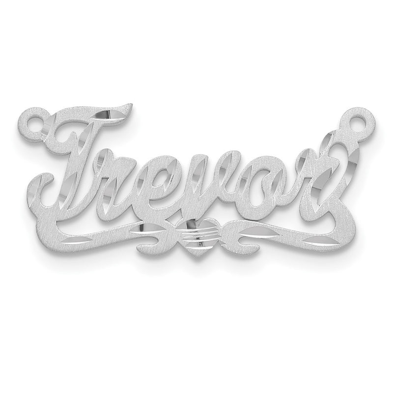 14K Yellow Gold Satin Diamond Cut Heart Name Plate