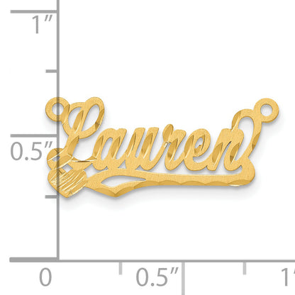Gold Plated Sterling Silver/Gold Satin Diamond Cut Heart Name Plate