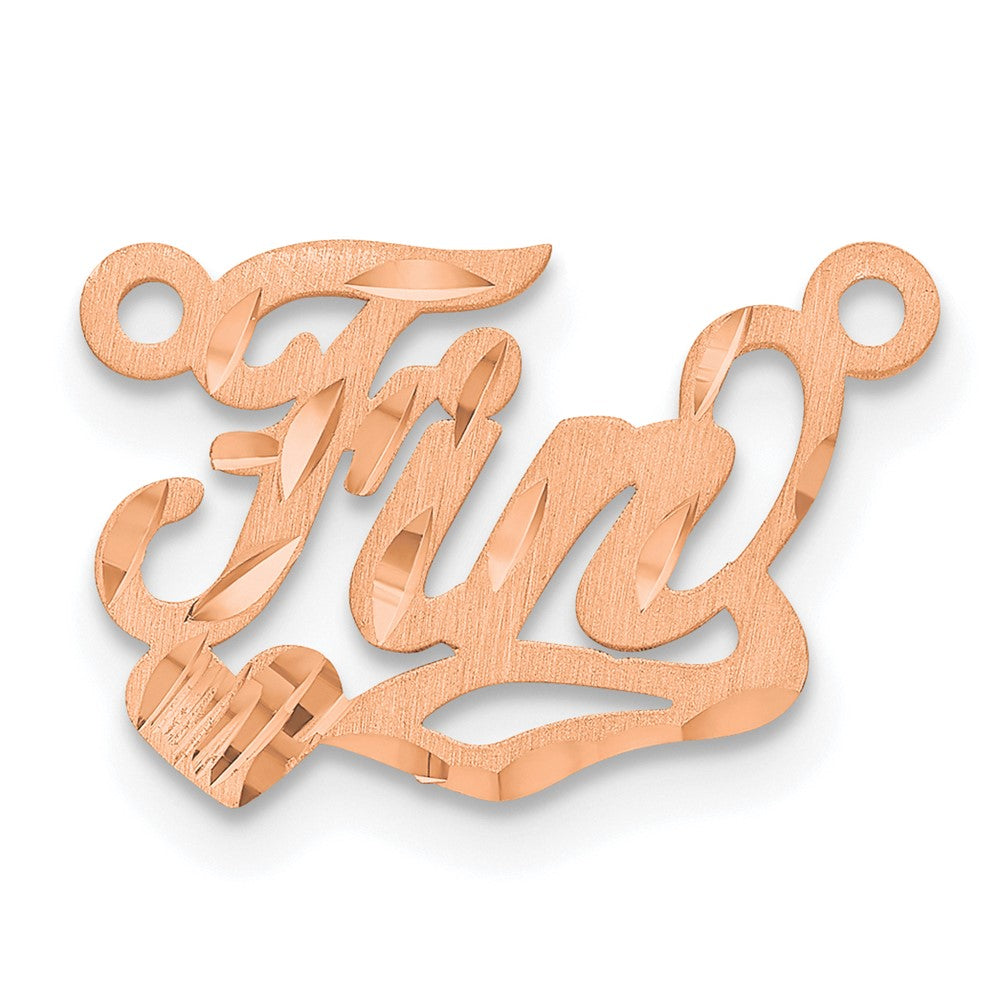 14K Rose Gold Satin Diamond Cut Heart Name Plate