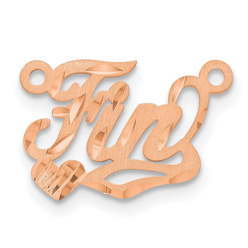 14K Rose Gold Satin Diamond Cut Heart Name Plate