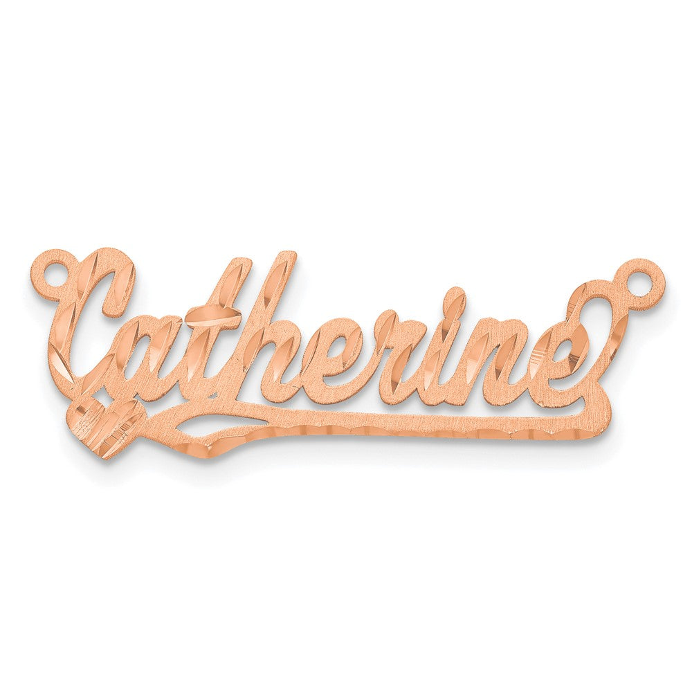 Rose Plated Sterling Silver/Rose Satin Diamond Cut Heart Name Plate