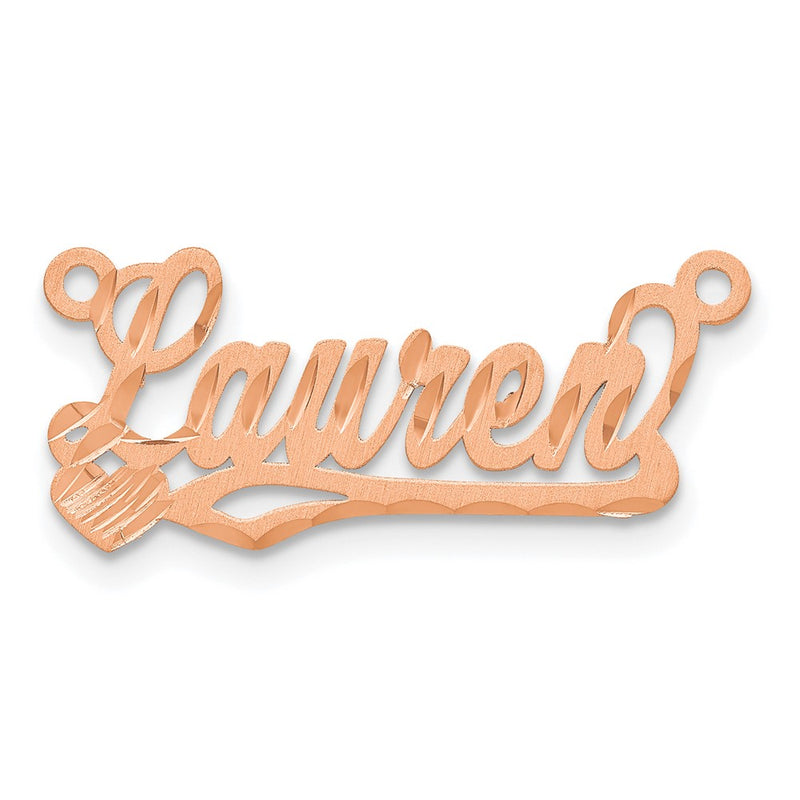14K Rose Gold Satin Diamond Cut Heart Name Plate